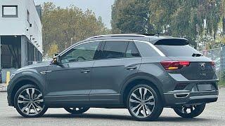 Volkswagen NEW T-roc R-line 2021 in 4K Indium Grey metal 19 inch Suzuka Walk around & Detail inside