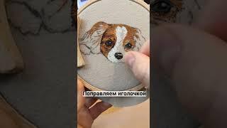 Вышиваем портрет собаки - как сделать шерстку и блики. Вышивка гладью