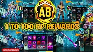 A8 ROYAL PASS  1 TO 100 RP REWARDS  ACE 8 ROYAL PASS LEAKS  A8 ROYAL PASS PUBG MOBILEBGMI 