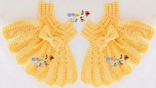 Ayear and half baby dress with crochet فستان بيبى سنه ونصف بالكروشيه