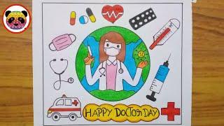 Doctor day drawing world doctor day poster national doctor day drawing Doctors day poster