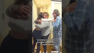 Woman surprises her parents after  months studying abroad