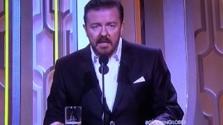 Ricky Gervais hilariously introduces the president of the HFPA