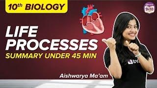 Life Processes Class 10 Science Biology Complete Chapter Revision Under 45 Mins  Board Exams 2023