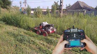 Радиоуправляемая косилка ELIZA  на сложных участках. Radio control mower.