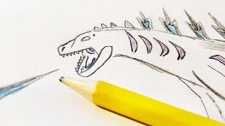 How to draw Godzilla 2019  with a pencil in stages How to draw Godzilla 2019 step by step