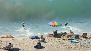 Pro Skimboarders Go For Big Summer Swell - Raw Footage