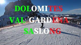 Dolomites Skiing in Val Gardena Saslong Skifahren in Gröden Ciampinoi Selva Gardena Wolkenstein