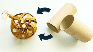  How to Make Christmas Ball From Toilet Paper Rolls  New Year Ornaments and Decoration Ideas  DIY