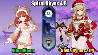 Spiral Abyss 4.8  Navia C0 Hypercarry & Nilou C0 Bloom  Floor 12 9 Stars  Genshin Impact