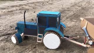 How to make a blue tractor MTZ 82 with a trailer
