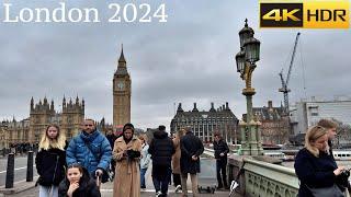 London Walking Tour - 2024  Walking Through Central London 4K HDR