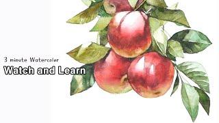 3 minute Watercolor - Watch and Learn Apple Tree. NAMIL ART