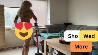 4K Housewife Transparent cleaning Body art suit Haul No Bra See Through Try On