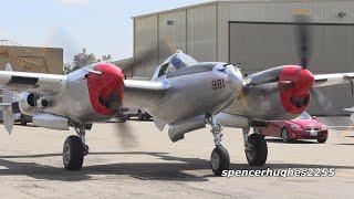 P-38 Lightning Start up flight & shut down