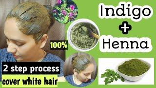 Indigo powder for HairHenna+Indigo - 2 Step Process Cover white hair Naturally 100% home remidies