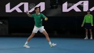 Djokovic screams at his box and nearly hits ball into backboard out of anger  Australian Open 2021