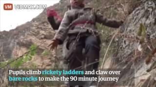 Education Matters   Chinese children climb 800m cliff to get home from school