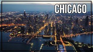 Sunset and Firework Show in Chicago - 4K Drone Footage
