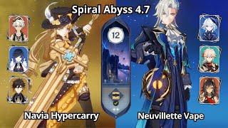 C0 Navia Hypercarry & C0 Neuvillette Vape - Spiral Abyss 4.7 Floor 12 Genshin Impact