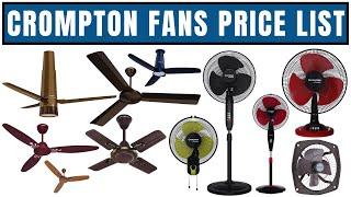 Crompton Fan Price List 2024  Ceiling Fan Pedestal Fan Table Fan Exhaust Fan Prices in India