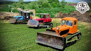 Старый ДТ-75 и более новые ДТ-75Д и Агромаш-90ТГС Красивая работа на трамбовке сенажа