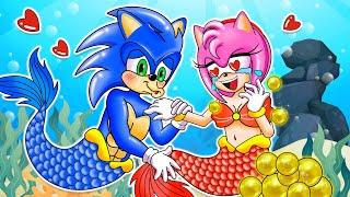 Please Dont Cry Sonic is Coming to Save Mermaid Amy Happy Ending - Cartoon Animation