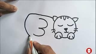 How to draw  a ccat from Number 300 easy drawing  M P Drawing tutorial paintings quick draw