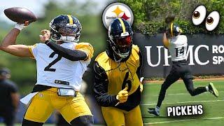 Justin Fields & Russell Wilson AIRING IT OUT  RBs WORKING Steelers Mini-Camp Highlights