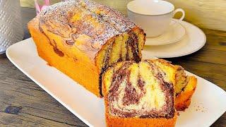 Juicy marble cake recipe in the loaf pan baked quickly and easily