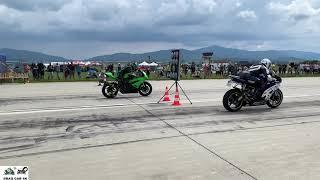 Yamaha R6 vs KAWASAKI NINJA ZX6R  motorcycle drag race 14 mile - 4K