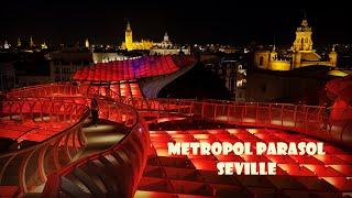 A spectacular light show at Las Setas de Sevilla Metropol Parasol Seville