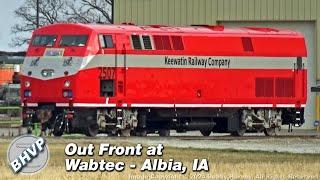 Out Front at Wabtec in Albia IA - Keewatin Railway P40 GE Tier 4 Demo Units & More 122123