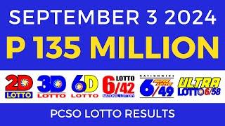 Lotto Result Today 9pm September 3 2024  PCSO Complete