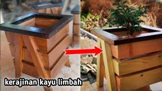 make flower pots from waste woodcara membuat pot bunga dari kayu