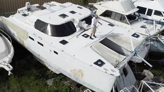 ️ Hurricane damaged catamaran. Fixing the TRAMP RAMP