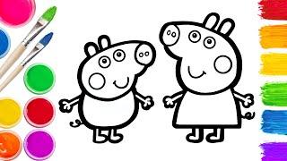 Drawing and Coloring Peppa Pig with Ice Cream  Step by Step