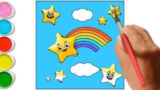 Draw Star & Rainbow Coloring For Kids & Toddlers I Kids Colour & World  #draw#colors#kids