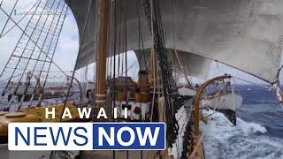 Historic Italian naval ship docks at Honolulu Harbor