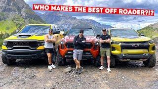 Top Gear Style NEW Off Road Truck Challenge TRX vs TRD Pro vs ZR2 on Americas CRAZIEST Trails