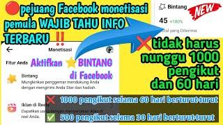 cara aktifkan monetisasi bintang di Facebook  syarat terbaru aktifkan bintang di Facebook