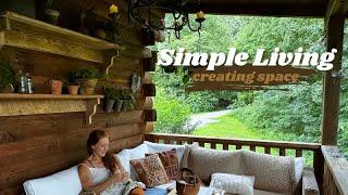 Appalachian Homestead. Simple Living in a small log cabin. Homestead gardening with Tower Gardens.