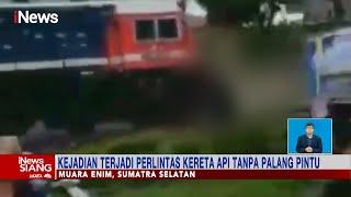 Detik-detik Kereta Api Tabrak Mobil di Muara Enim Warga Sekitar Teriak Histeris #iNewsSiang 0405