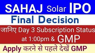 Sahaj Solar IPO  Sahaj Solar IPO GMP Subscription  Upcoming IPO July 2024  Stock Market Tak