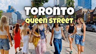 Toronto Saturday Queen Street West Downtown walking Tour Canada 4K