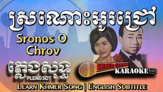 Khmer Karaoke - Sronos O Chrov ស្រណោះអូរជ្រៅ ភ្លេងសុទ្ធ Pleng Sot English Subtitle Sing Along