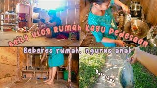 daily vlog beberes rumah kayu di pedesaan  vlog mama shareen