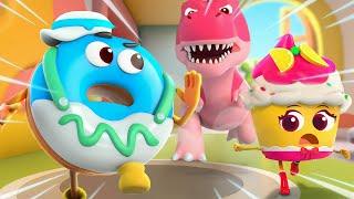 Dino Is Coming  Donut Burger Cupcake  Yummy Foods Animation  Kids Cartoon  BabyBus