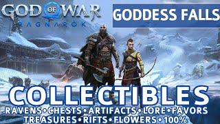 God of War Ragnarok - Goddess Falls All Collectible Locations Chests Artifacts Ravens - 100%