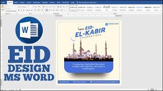 How to Create Beautiful Eid Card Design in Ms Word Hindi Tutorial  Ms Word Design 